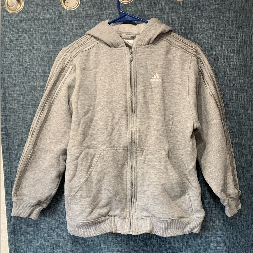 Adidas women’s grey hooded jacket